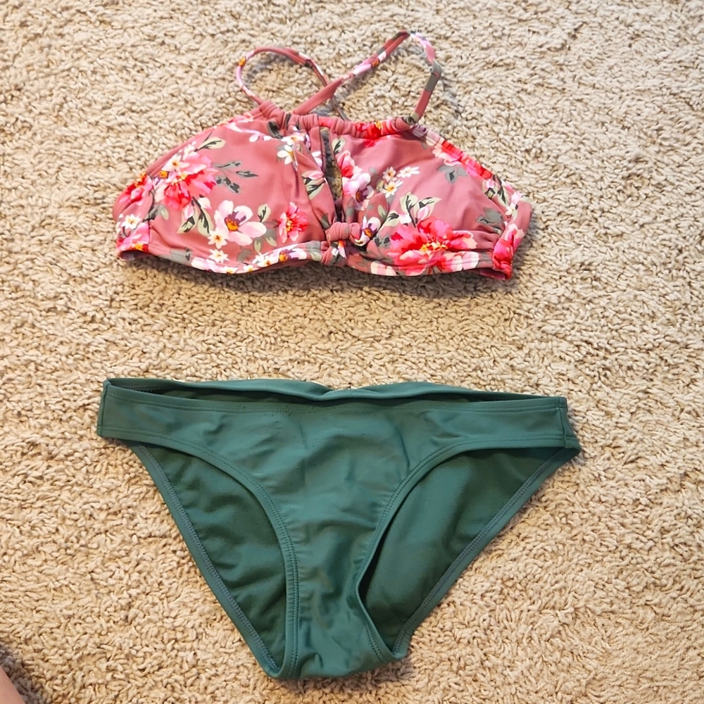 Target Swimsuit Mauve and Green Floral